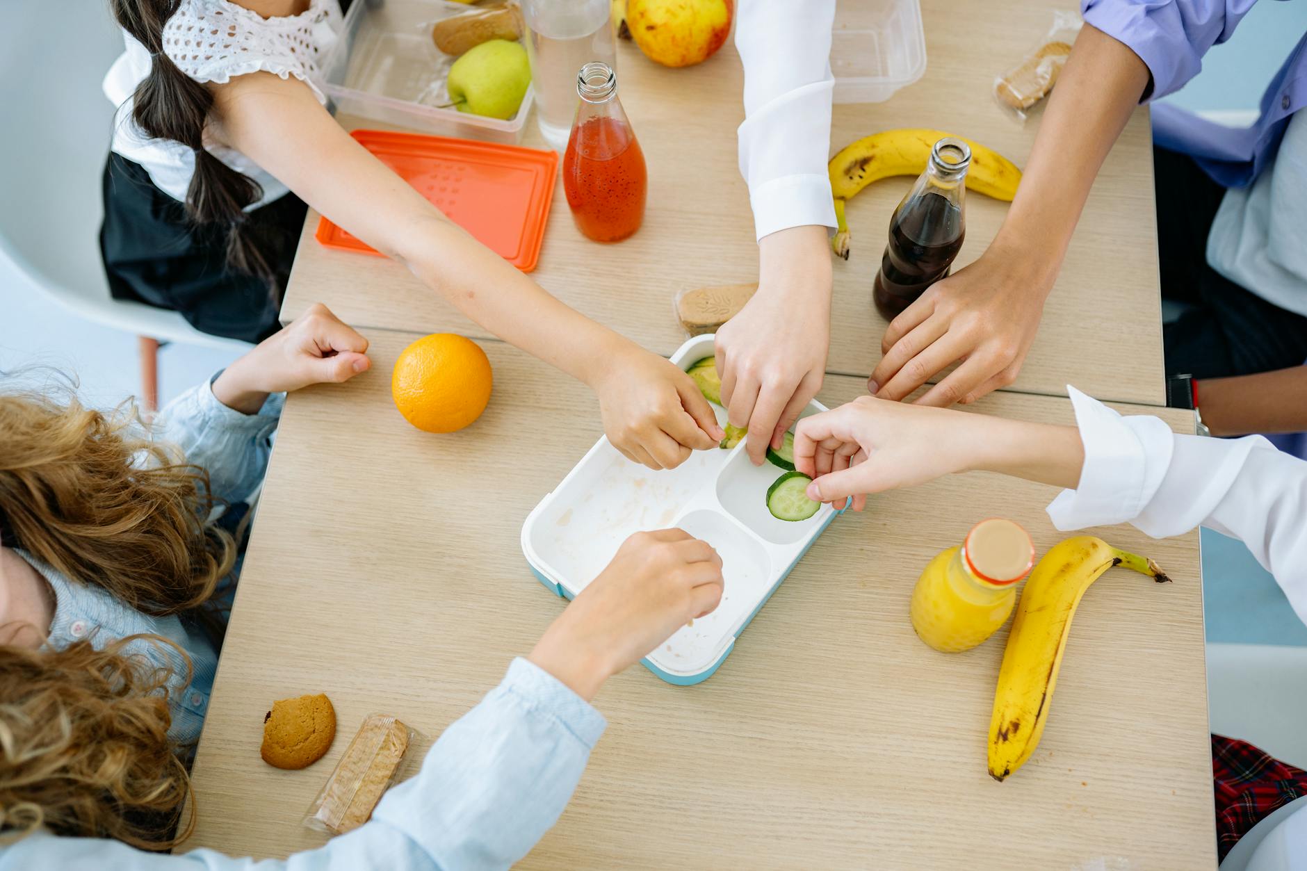 children eating together